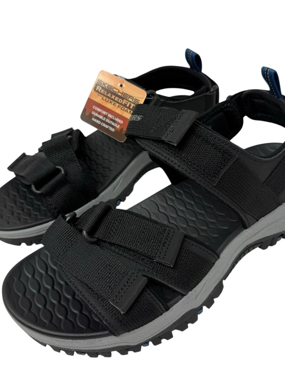 Skechers Prewitt Rio Men’s Size 10 Sandals Relaxed Fit Luxe Foam Black New